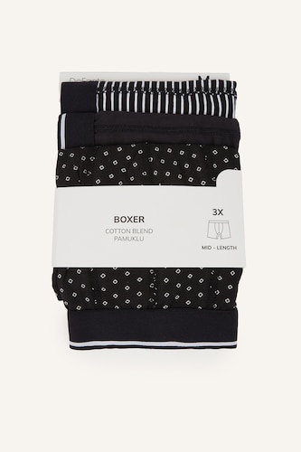 Regular Fit Cotton Striped 3 Piece Boxers