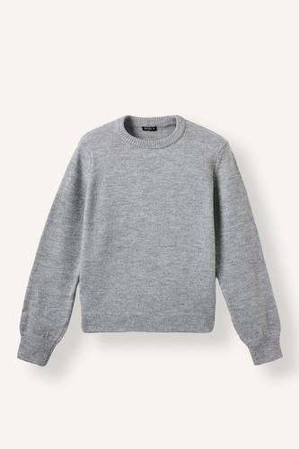 Kadın Gri Melanj Regular Fit Bisiklet Yaka Basic Kazak