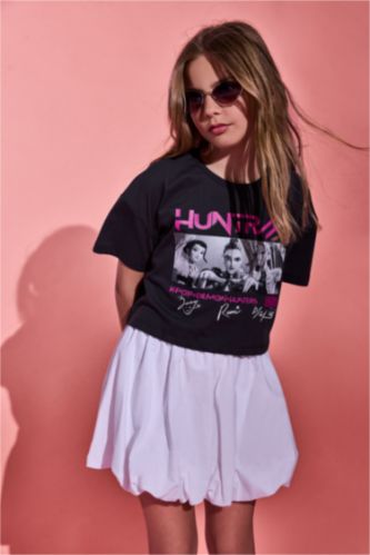 Kız Çocuk - Genç Kız Antrasit Kpop - Demon Hunters Crop Tişört Kız Çocuk