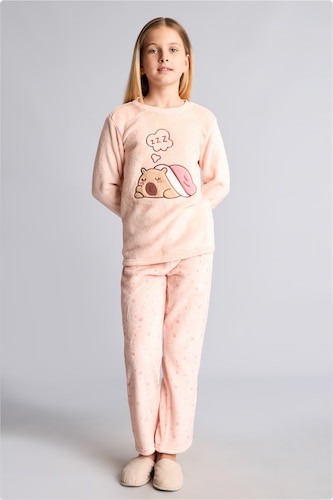 Young Girls - Teen Girls Light Pink 2 piece Regular Fit Knitted Pyjamas