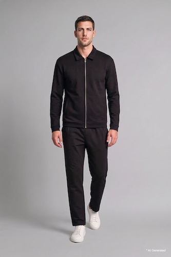Erkek Siyah Relaxed Fit Düz Paça Eşofman Altı