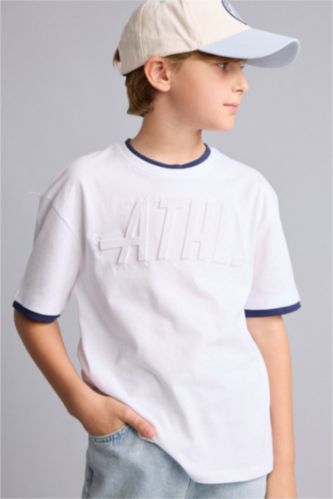 Young Boys - Teen Boys White Oversize Fit Slogan Short Sleeve T-Shirt