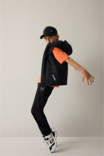 Мальчики и подростки Черный Черные спортивные брюки Oversize из водолазной ткани скуба для мальчиков