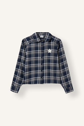 Girl Regular Fit 100% Cotton Checkered Flannel Back Printed Shirt