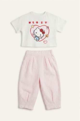 Baby Girls Pink 2 piece Regular Fit Crew Neck Set