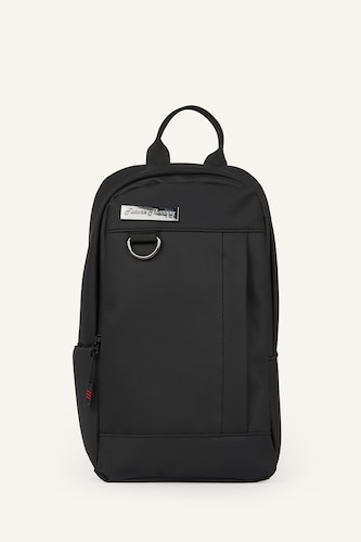 Men Black Faux Leather Crossbody Bag