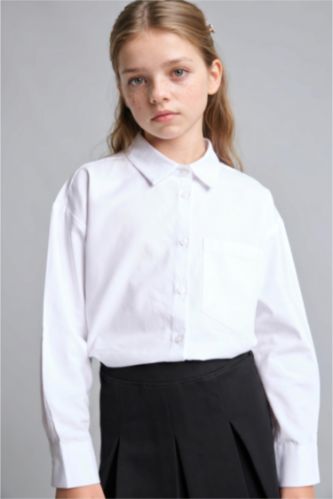 Young Girls - Teen Girls White Regular Fit Long Sleeve Shirt
