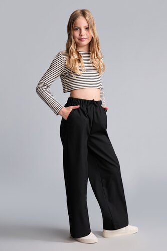 GIRLS & TEENS Black Girl Wide Leg Black Trousers