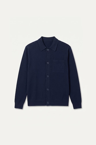 Cardigan en maille à col polo et boutons Coupe standard