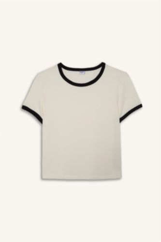 Women Ecru Slim Fit Short Sleeve T-Shirt