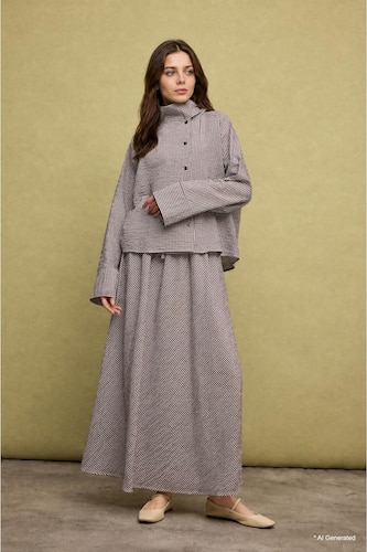 Women Ecru Flared Fit Printed Maxi Skirt