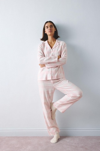 Kadın Pembe Regular Fıt Kareli Pijama Takımı