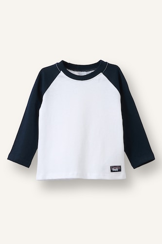 مولود ذكر بيج فاتح Baby Boy Oversize Fit 100% Cotton Ecru Crew Neck Long Sleeve T-Shirt