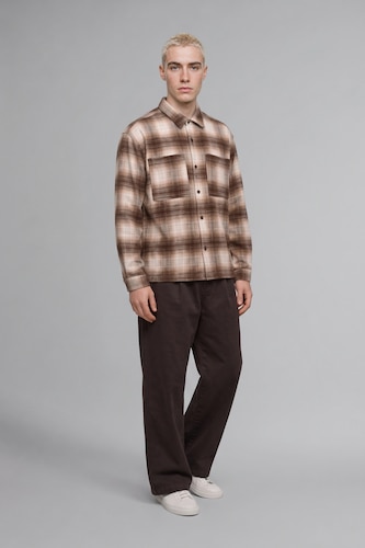 Men Ecru Boxy Fit Cotton Long Sleeve Shirt