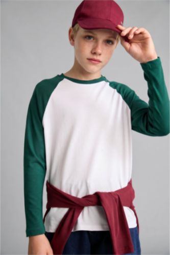 Young Boys - Teen Boys Dark Green Regular Fit Long Sleeve T-Shirt
