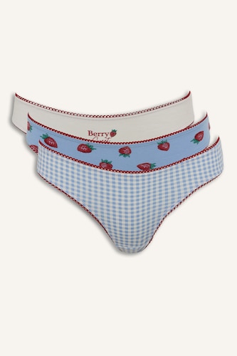 نساء أزرق فاتح Lot de 3 Culottes en coton