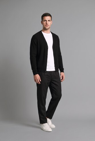 Man Black Standard Fit Knitwear Cardigan