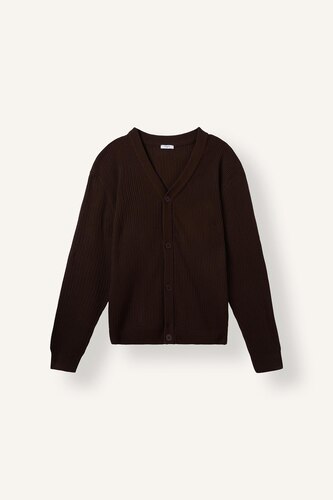 Standard Fit Basic Button-Up V-Neck Knit Cardigan
