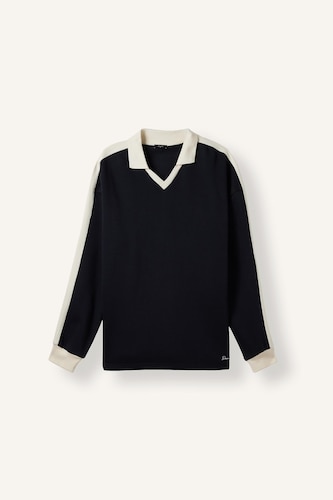 Boxy Fit Polo Collar Sweatshirt