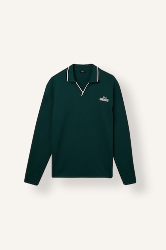 Boxy Fit Printed Polo Collar Sweatshirt