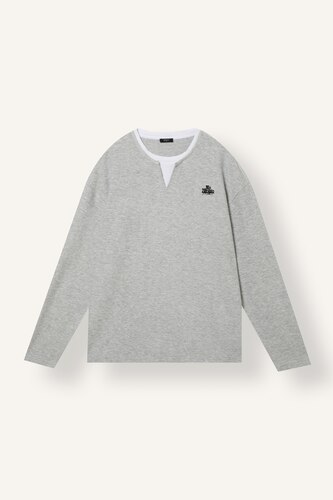 Boxy Fit Çentik Yaka Baskılı Sweatshirt