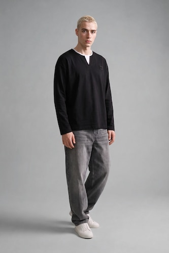 MAN NAVY Boxy Fit Crew Neck Printed Sweatshirt