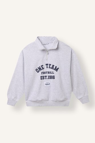 Boy Printed Cotton High Neck Long Sleeve Sweatshirt