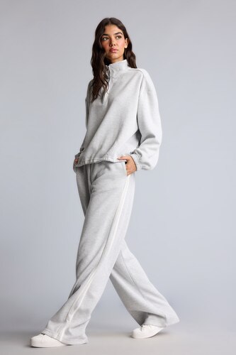 Женщины Серый меланж Брюки Wide Leg