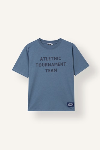 Boy Regular Fit 100% Cotton Blue Printed Short Sleeve T-Shirt