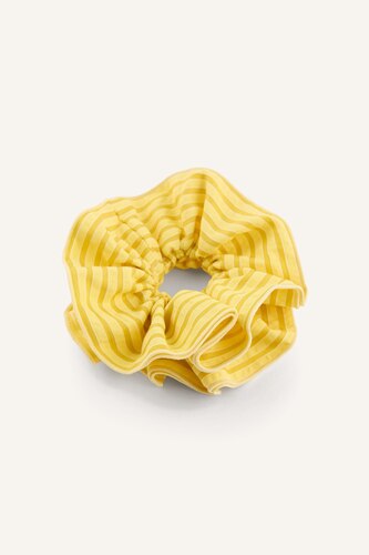 Woman Yellow Striped Hair Tie