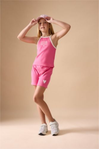 FILLES Rose Ensemble 2 pièces débardeur et Short côtelé rose pour fille