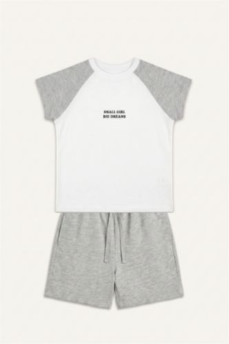 Young Girls - Teen Girls Light Grey Melange 2 piece Regular Fit Set