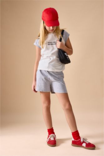 FILLES Gris Clair Ensemble 2 pièces gris chiné clair côtelé pour fille