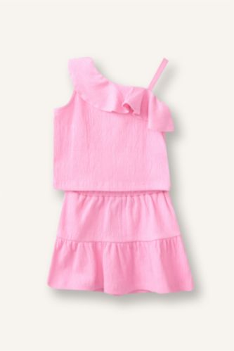 Baby Girls Pink 2 piece Regular Fit Off Shoulder Set