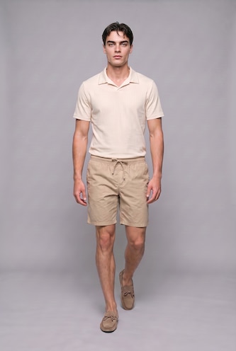 MAN Beige Regular Fit Shorts