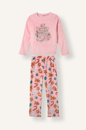 Young Girls - Teen Girls Light Pink 2 piece Regular Fit Knitted Pyjamas