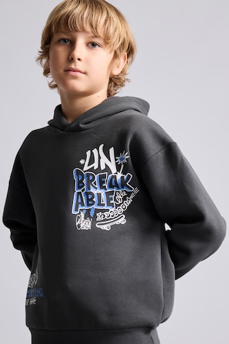 Boys & Teens Anthracite سويت شيرت أولادي اوفر سايز بغطاء للرأس ببطانة ناعمة