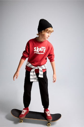 Young Boys - Teen Boys Black Boy Cargo Fit Thick Elastic Cuff Trousers