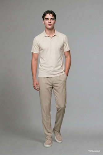 Erkek Taş Regular Fit Polo Tişört