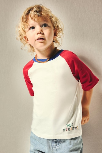 BABY BOY Ecru Baby Boy Oversize Fit 100% Cotton Ecru Short Sleeve T-Shirt