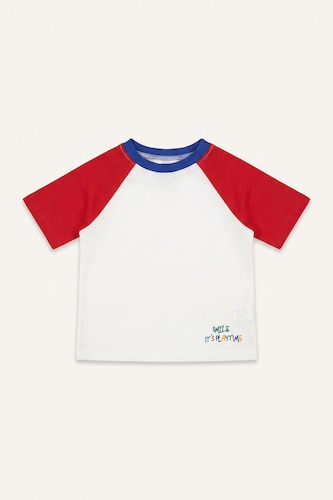 T-shirt écru 100% coton oversize à manches courtes pour bébé garçon