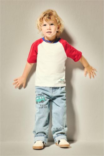 Erkek Bebek Açık Mavi Baggy Fit Jean Pantolon Erkek Bebek