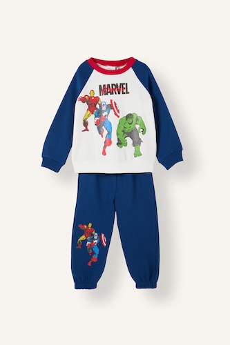 Erkek Bebek İndigo 2'li Takım Marvel Baskılı Erkek Bebek
