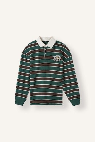 Boxy Fit Polo Collar Printed Sweatshirt