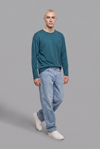 MAN Dark Green 100% Cotton Boxy Fit Embroidered T-Shirt