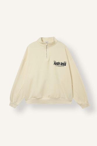 Oversize Fit Thick Printed Stand Collar Zip-Up Hoodie