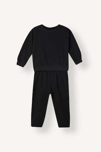 Baby Boys Black 2 piece Oversize Fit Crew Neck Set