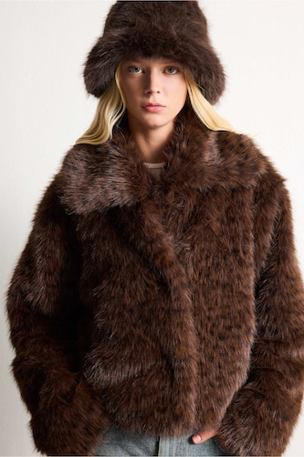Manteau avec fourrure Coupe Régulière Fausse fourrure