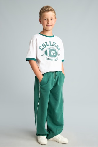 Erkek Çocuk - Genç Erkek Yeşil Barrel Fit Eşofman Altı Erkek Çocuk