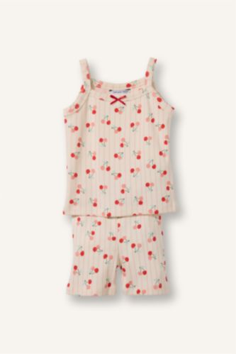 Kız Bebek Ekru Baskılı 2'li Pijama Takımı Kız Bebek